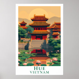 Poster Art de voyage rétro vintage Hue Vietnam Cité impér