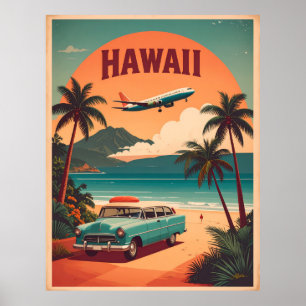 Poster Art de voyage touristique à Hawaii des années 50 s