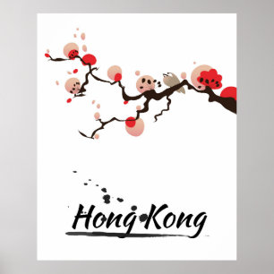 Poster Art de voyage vintage à Hong Kong