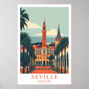 Poster Art de voyage vintage à Séville Espagne