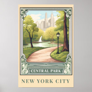 Poster Art de voyage vintage Central Park NYC