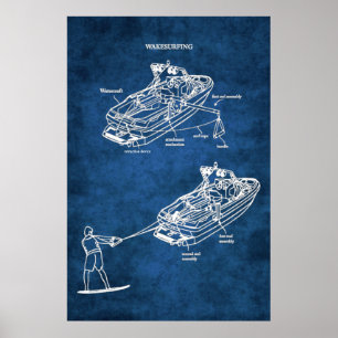 Poster Art de Wake Surfing Imprimer no 1