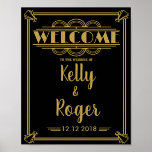 Poster ART Deco 1920's Gatsby style wedding welcome print