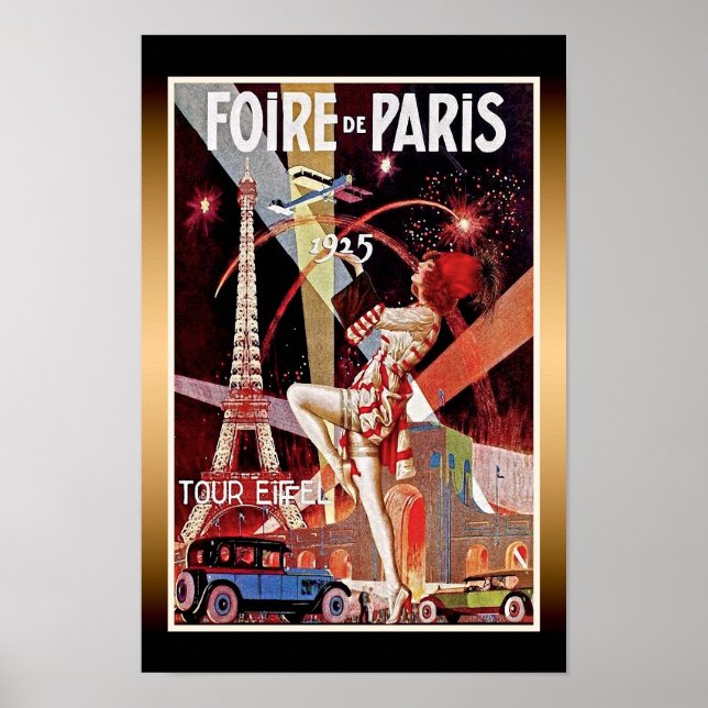 Poster Art Déco 1925 De La Foire De Paris Tour Eif (Devant)