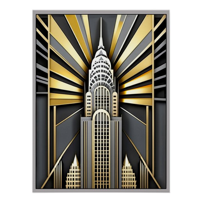 Poster Art Deco Chrysler Building Poster. (Devant)