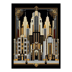 Poster Art Déco City Style.