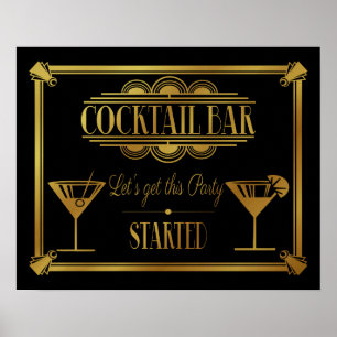 Poster ART Deco Cocktail bar signe Gatsby Party des année