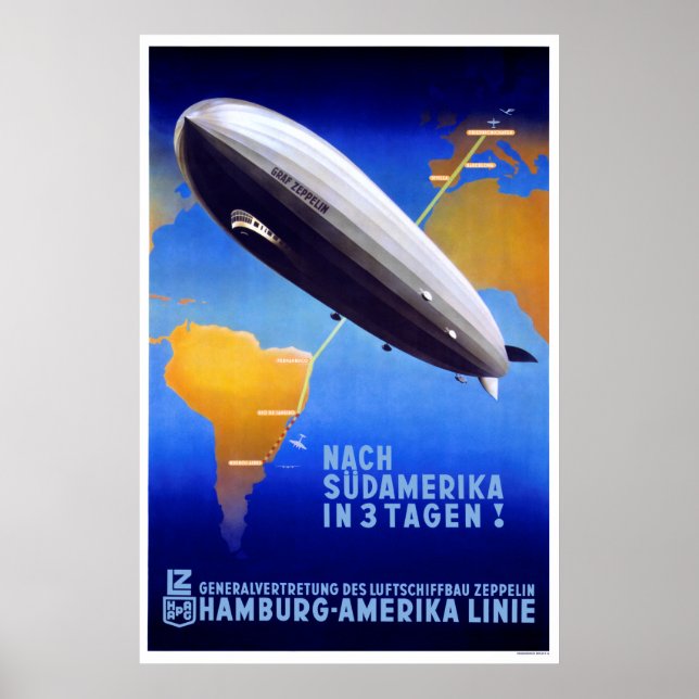 Poster Art déco de Hambourg-Amerika Linie (Devant)