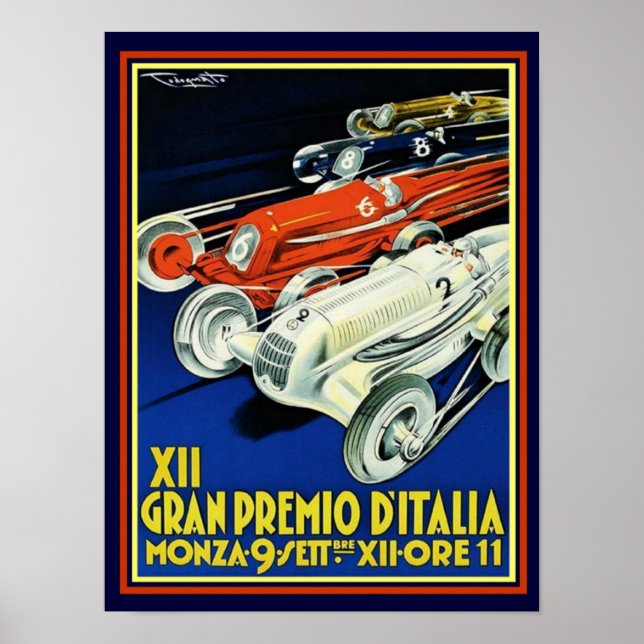 Poster Art Déco Grand Prix d'Italie 12 x 16 (Devant)