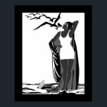 Poster ART DECO LADY Schwarz-weiße Vögel<br><div class="desc">Poster ART DECO LADY Schwarz-weiße Vögel Martini</div>