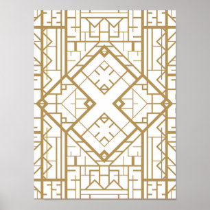 Poster Art déco, nouveau, or, blanc, élégant, chic, motif