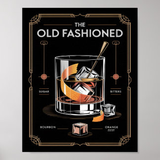 Poster Art Deco Old Fashioned Cocktail Wall