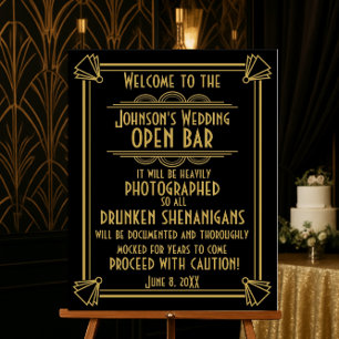 Poster ART Deco Open bar signe pour le Gatsby Party des a