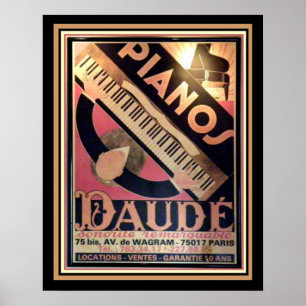 Poster Art Déco "Pianos Daude" 16 x 20