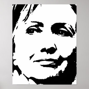 POSTER ART D'ENCRE DE HILLARY CLINTON