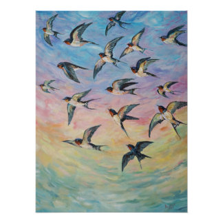Poster art des oiseaux migrateurs