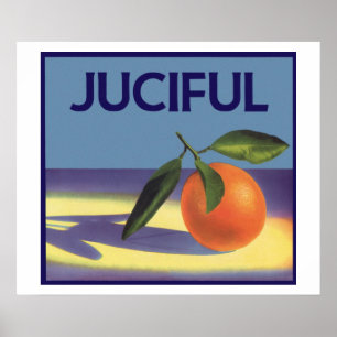 Poster Art d'étiquette de caisse de fruits vintage, Orang