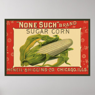Poster Art d'étiquette de légume vintage, None Such maïs