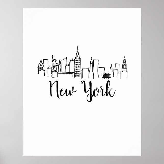 Poster Art d'illustrations Skyline de New York (Devant)