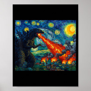 Poster Art drôle de monstre japonais Kaiju dans Starr de 