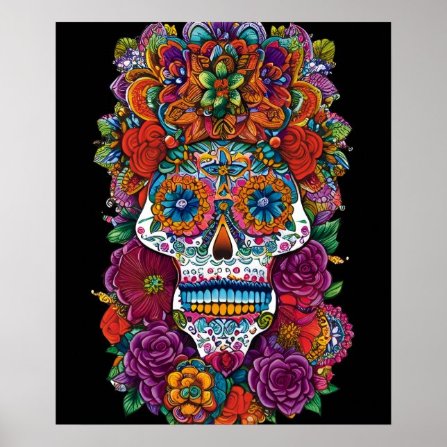 Poster Art du crâne de sucre - La beauté fascinante (Devant)