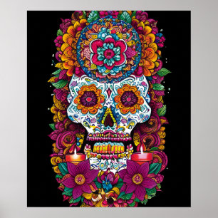 Poster Art du crâne de sucre - Traditions vives du Mexiqu