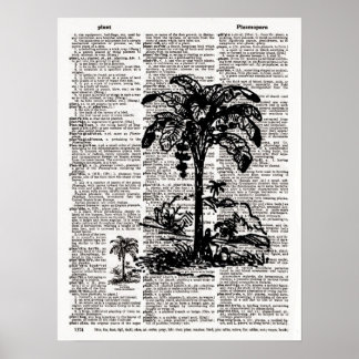 Poster Art du dictionnaire Palm Tree