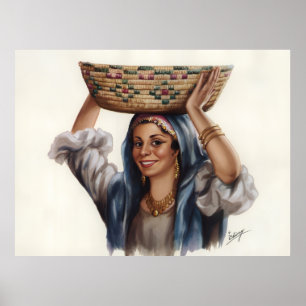 Poster Art du panier de femme égyptienne