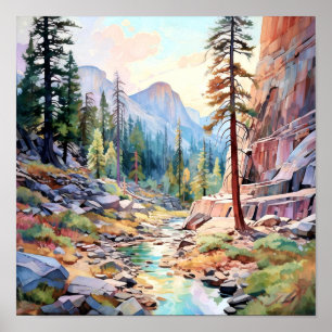 Poster Art du parc national Yosemite Imprimer