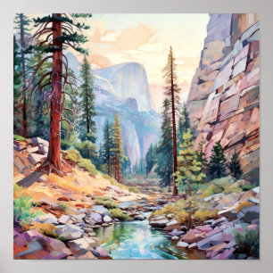 Poster Art du parc national Yosemite Imprimer