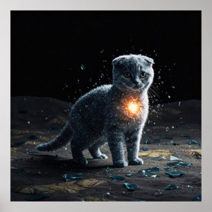Poster Art du Scottish Fold au cœur perdu