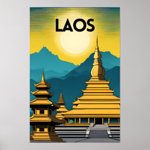 Poster Art du voyage au Laos