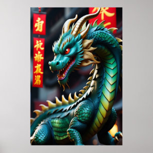Poster Art du zodiaque chinois année du dragon Glowpunk