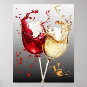 Poster Art éclaboussé de vin rouge et blanc
