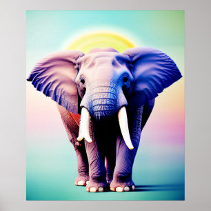 Poster Art Eléphant Vibrant Une Pop de Couleur pour votre