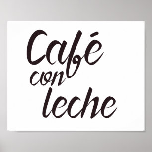 Poster Art espagnol de mot de café de Leche d'escroquerie