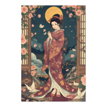 Art esthétique de fille en kimono d'anime japonais