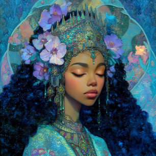 Poster Art Fantastique Fille Noire Reine Noire Déesse