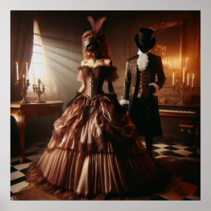 Poster Art fantastique steampunk victorien Mascarade