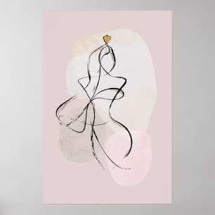 Poster Art féminin Abstrait, croquis d'une ligne