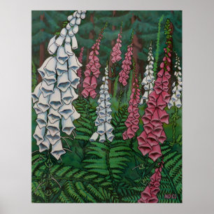 Poster Art fleur sauvage Imprimer Fleurs Foxglove Peintur