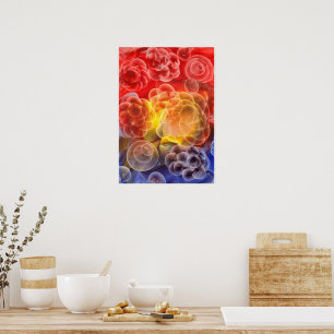 Poster Art floral abstrait peint à la main