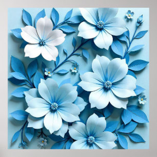 Poster Art floral en origami moderne élégant sur papier b