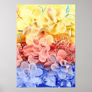 Poster Art floral fantaisiste peint à la main - Jaune Rou