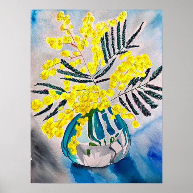 Poster Art floral jaune de Wattle australien (Devant)