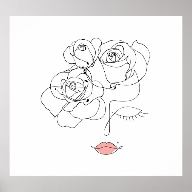 Poster Art Floral Line : Femme Minimale. (Devant)