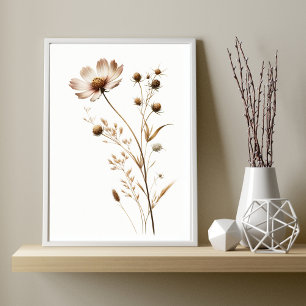 Poster Art Floral minimaliste en Terracotta