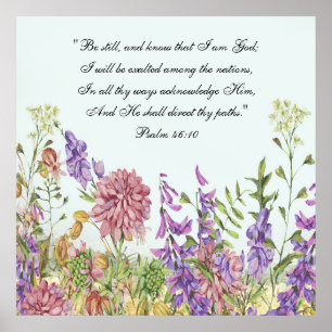 Poster Art floral mural de verset biblique personnalisé