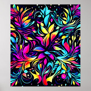 Poster Art floral Neon