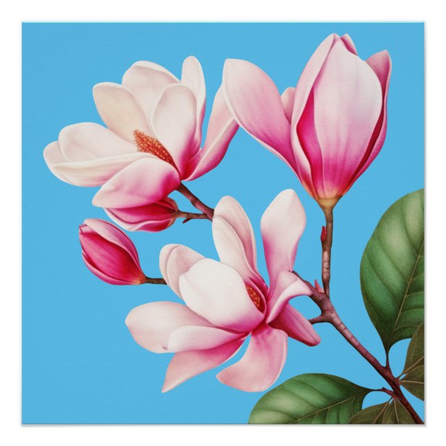 Poster Art Floral simple rose élégant (Devant)